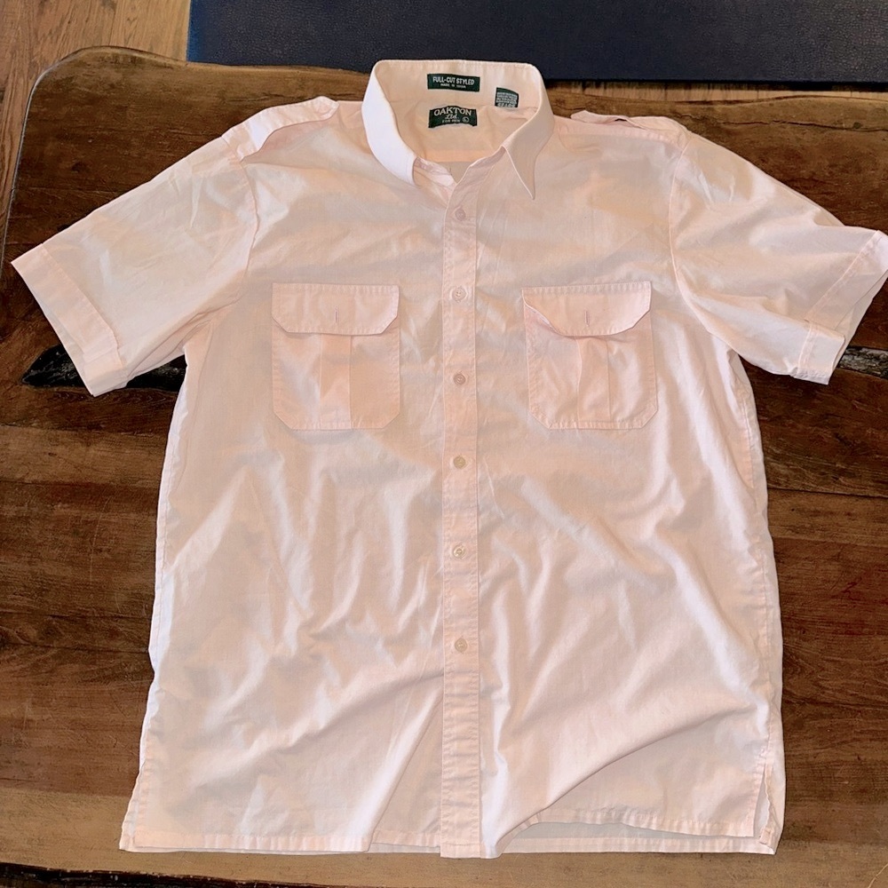 Oakton Pink Casual Button Down Shirt with Textured Fabric